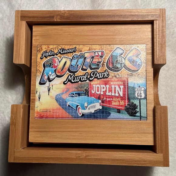 NWT Joplin Missouri Route 66 Set of Wooden Coasters - Picture 15 of 16